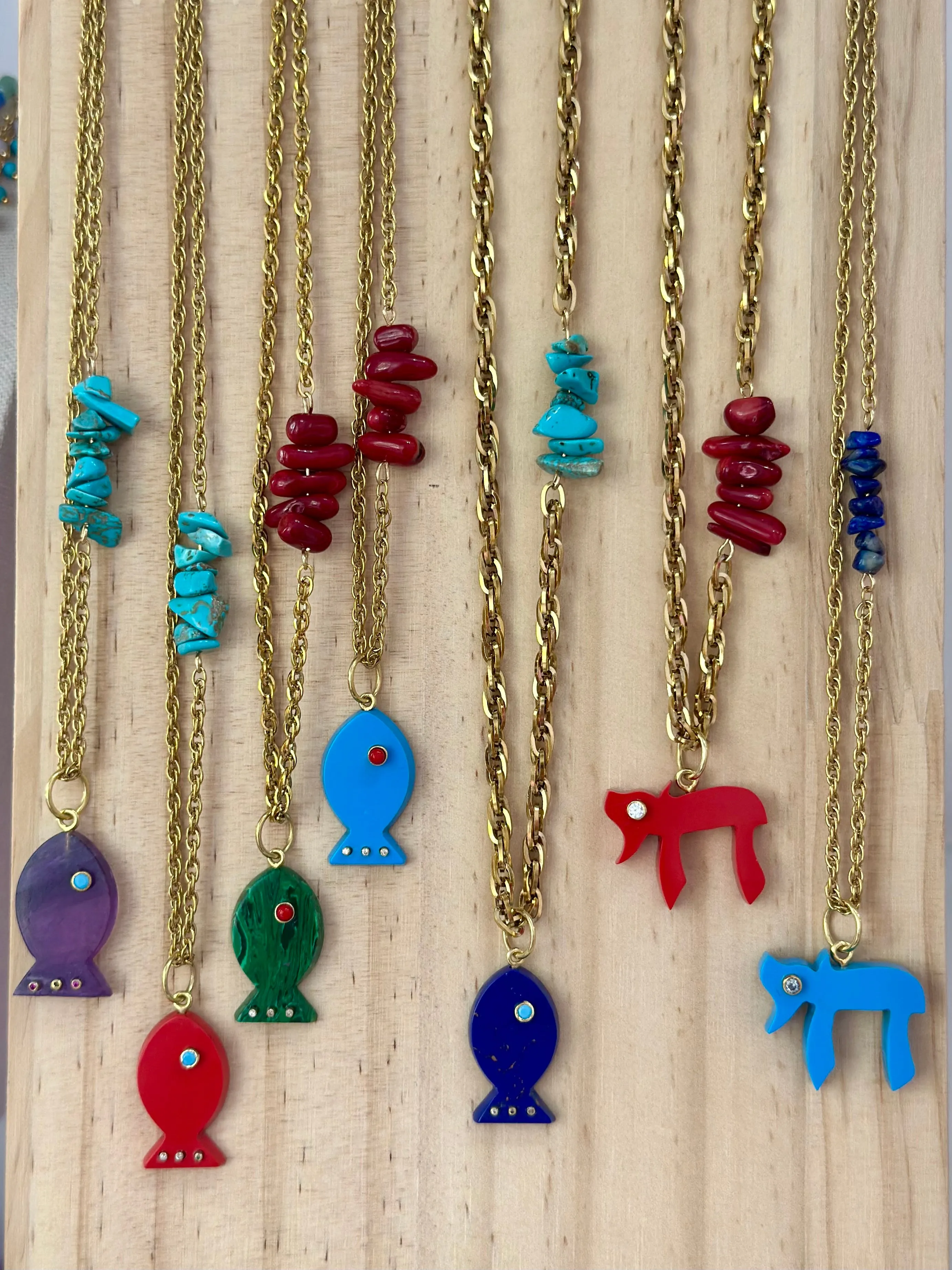 Amalfi lucky fish necklace red coral