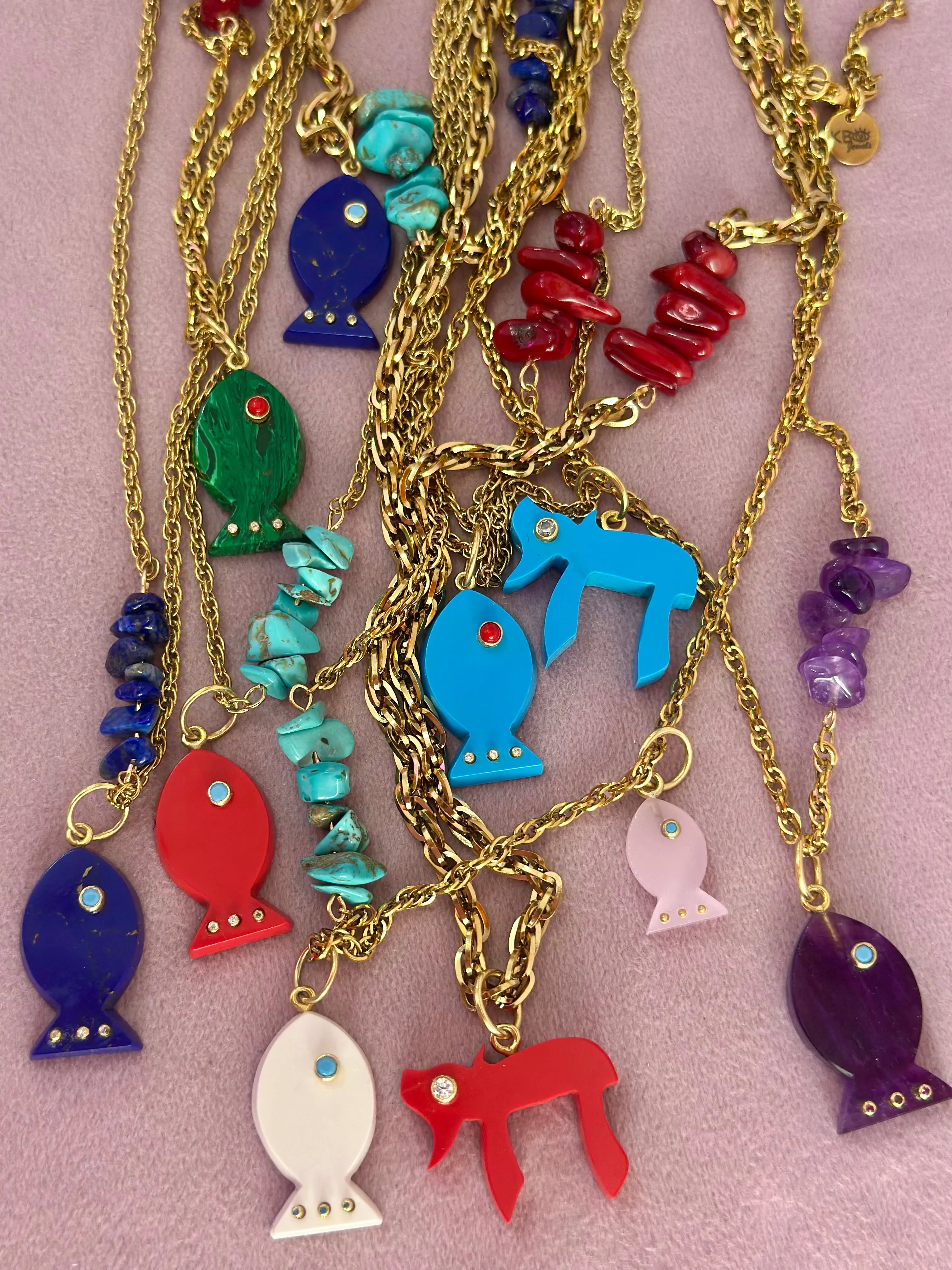 Amalfi lucky fish necklace red coral