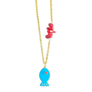 Amalfi lucky fish necklace turquoise