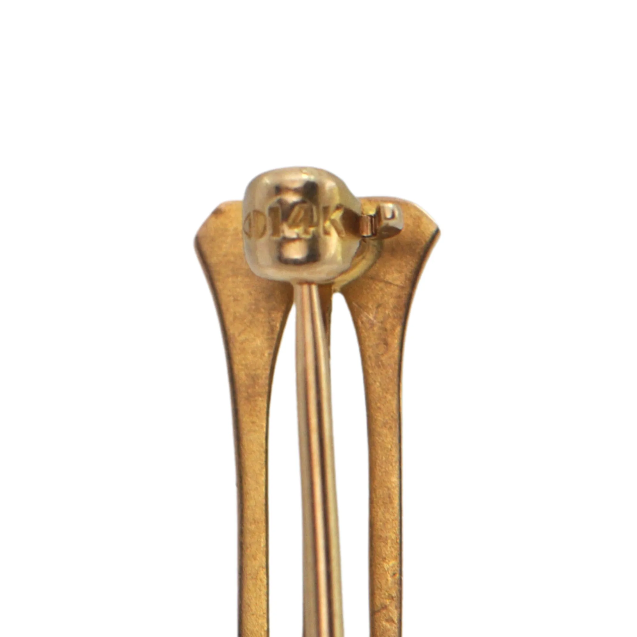 Antique Art Nouveau Citrine and Seed Pearl 14K Gold Bar Pin