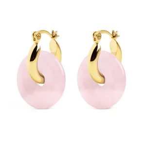 Bella Rose Quartz Gold Hoop Earrings