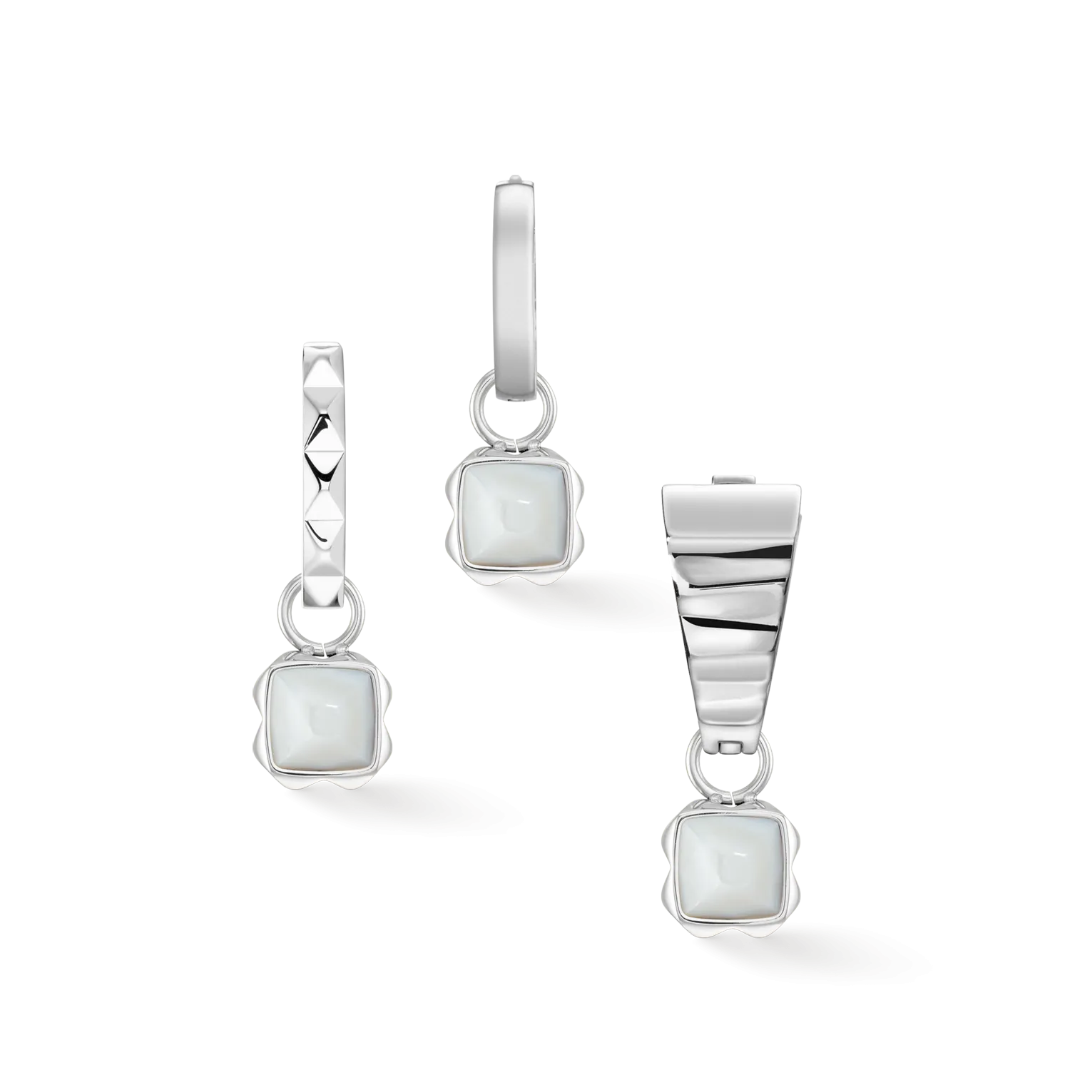 Birthstone April Charm White Quartz Silver