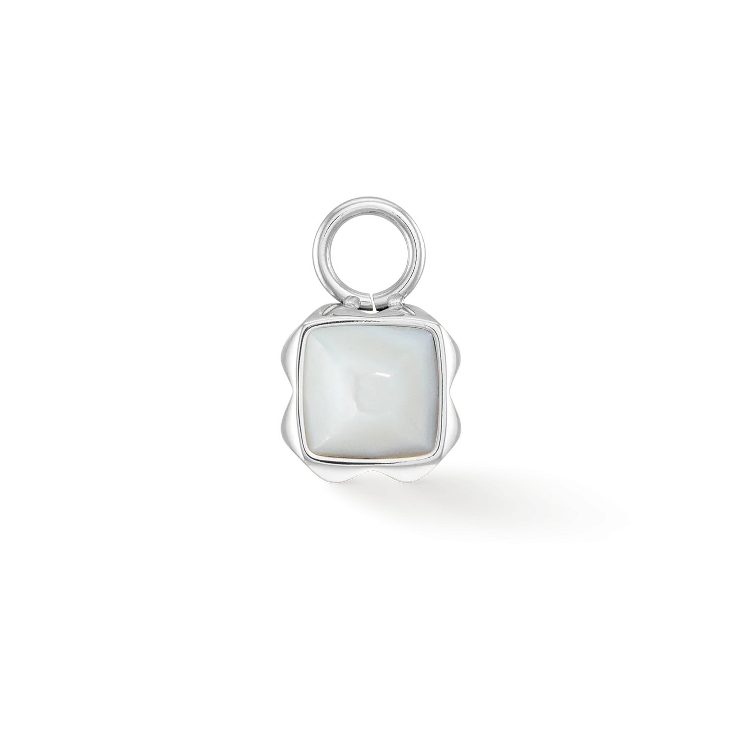 Birthstone April Charm White Quartz Silver