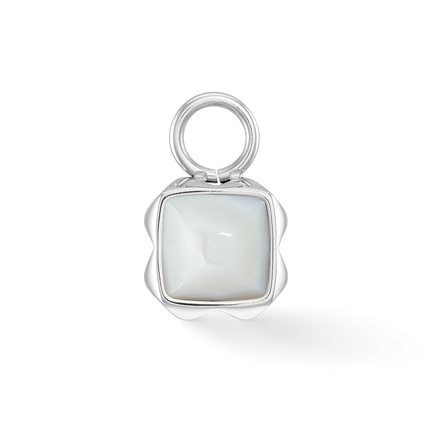 Birthstone April Charm White Quartz Silver