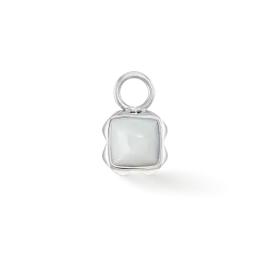 Birthstone April Charm White Quartz Silver