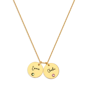 Birthstone Name Disc Necklace