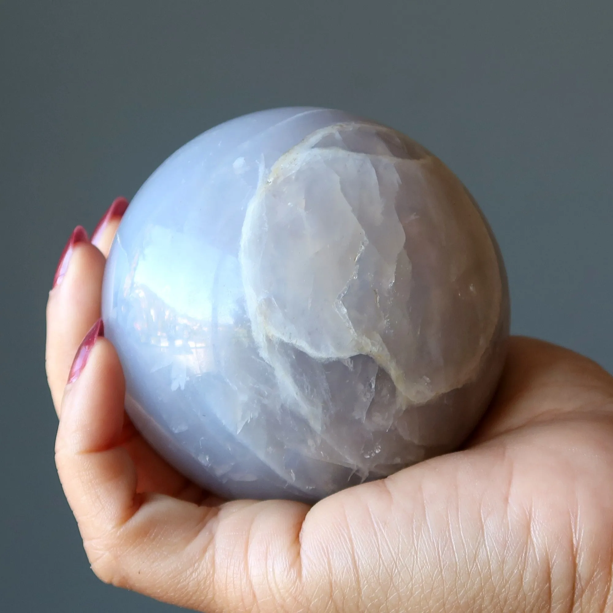 Blue Quartz Sphere Misty Rose Crystal Ball