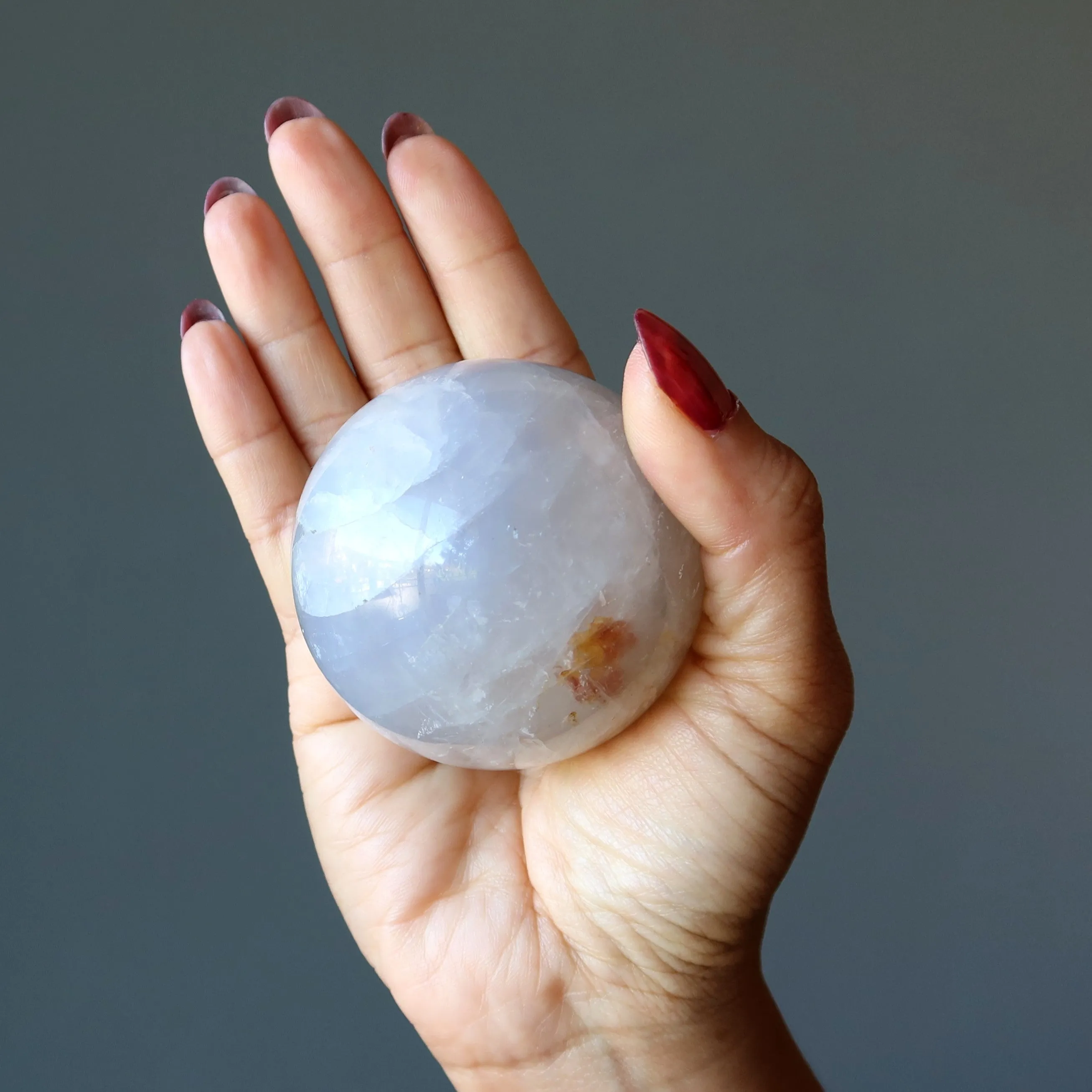 Blue Quartz Sphere Misty Rose Crystal Ball