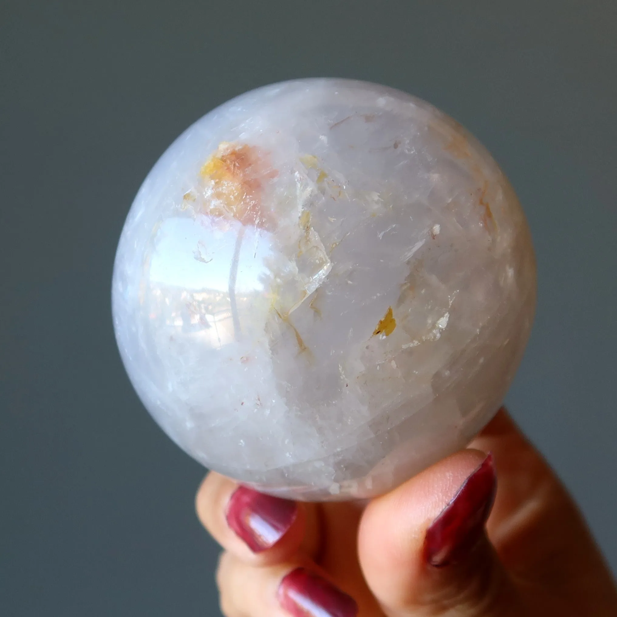 Blue Quartz Sphere Misty Rose Crystal Ball