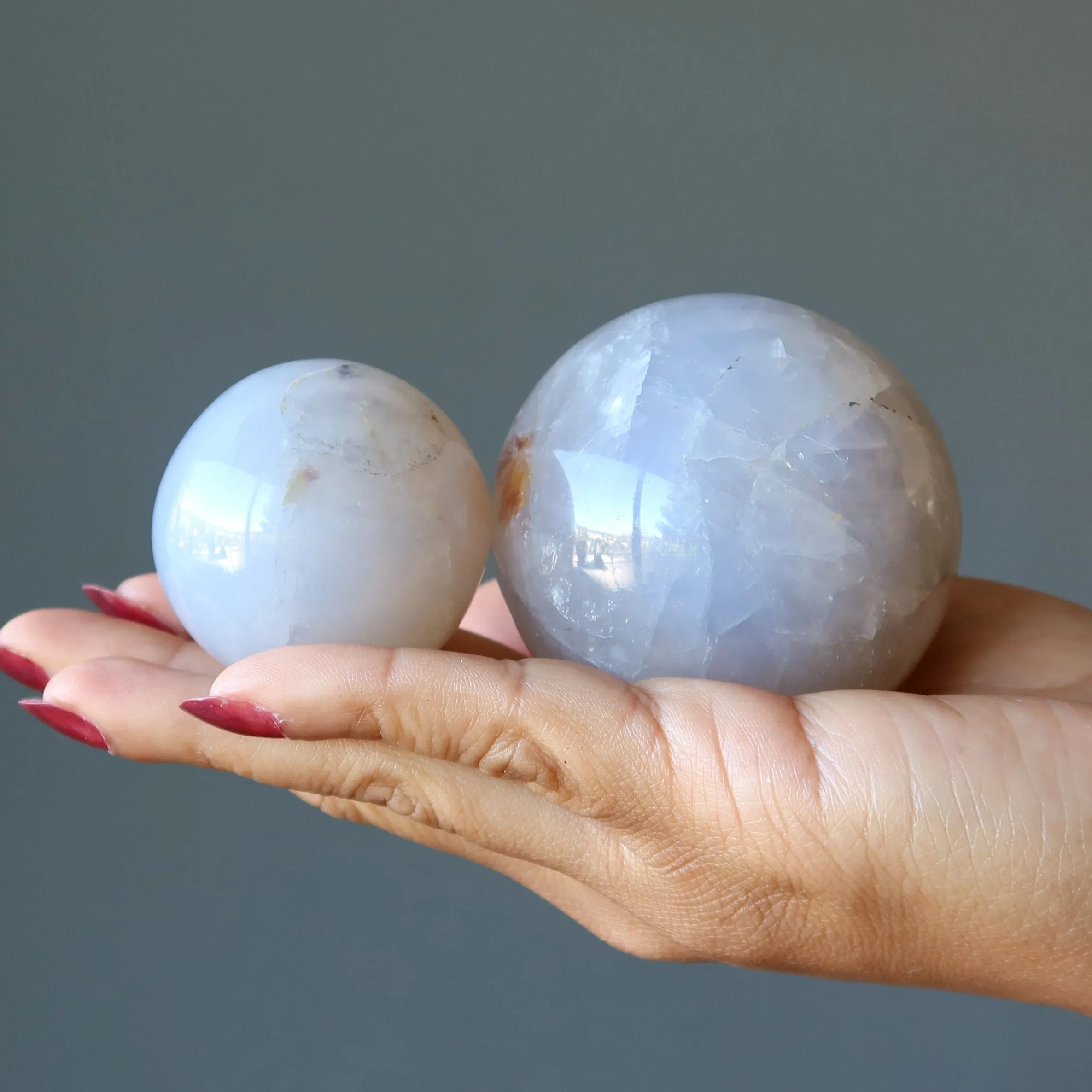 Blue Quartz Sphere Misty Rose Crystal Ball