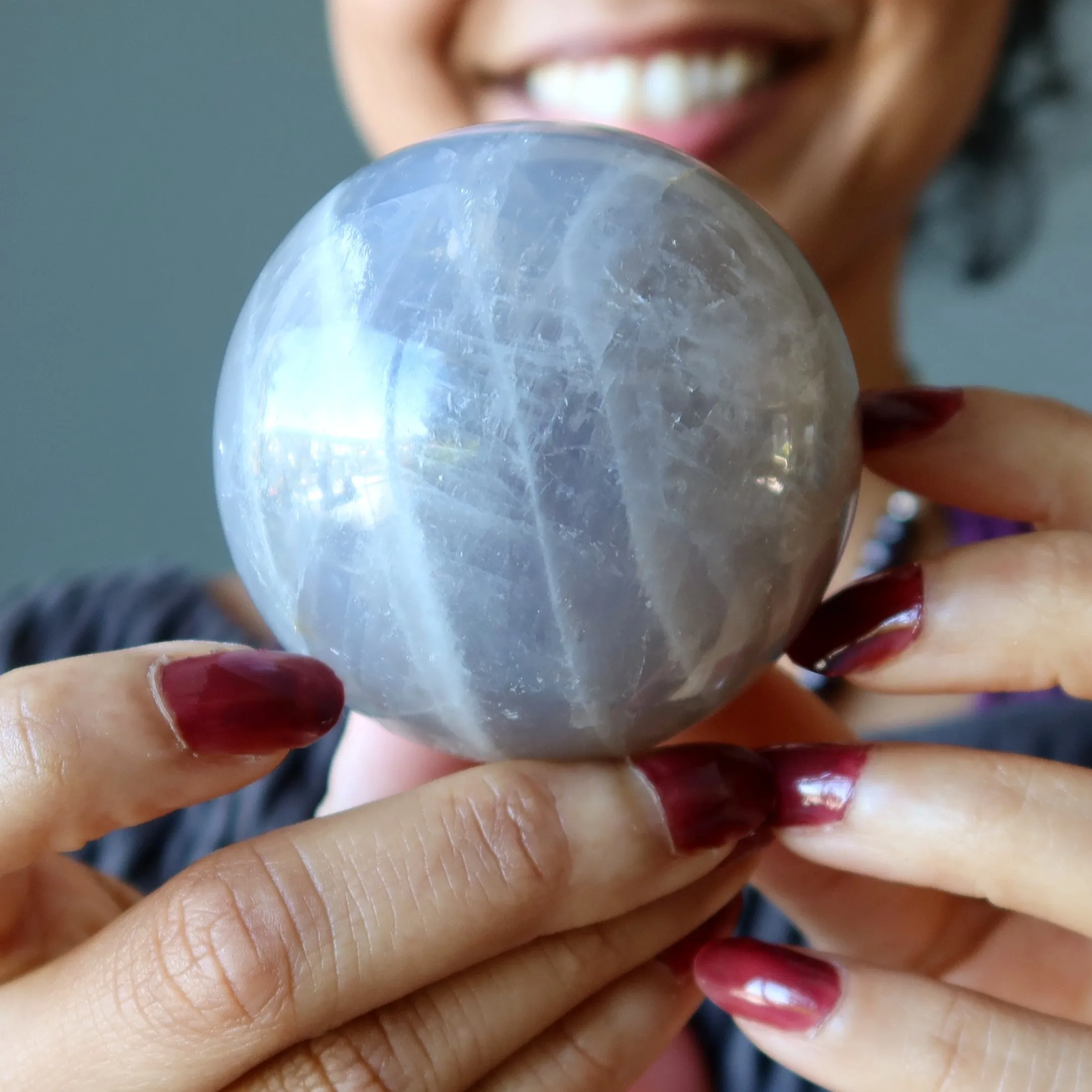 Blue Quartz Sphere Misty Rose Crystal Ball