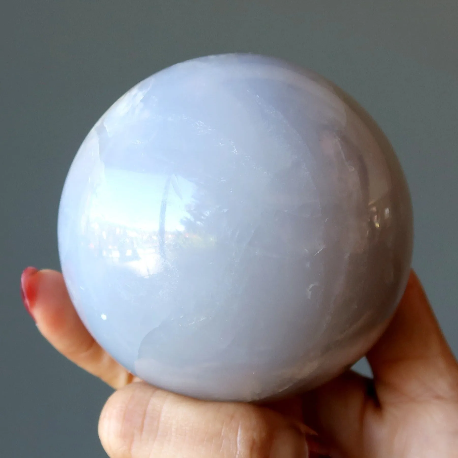 Blue Quartz Sphere Misty Rose Crystal Ball