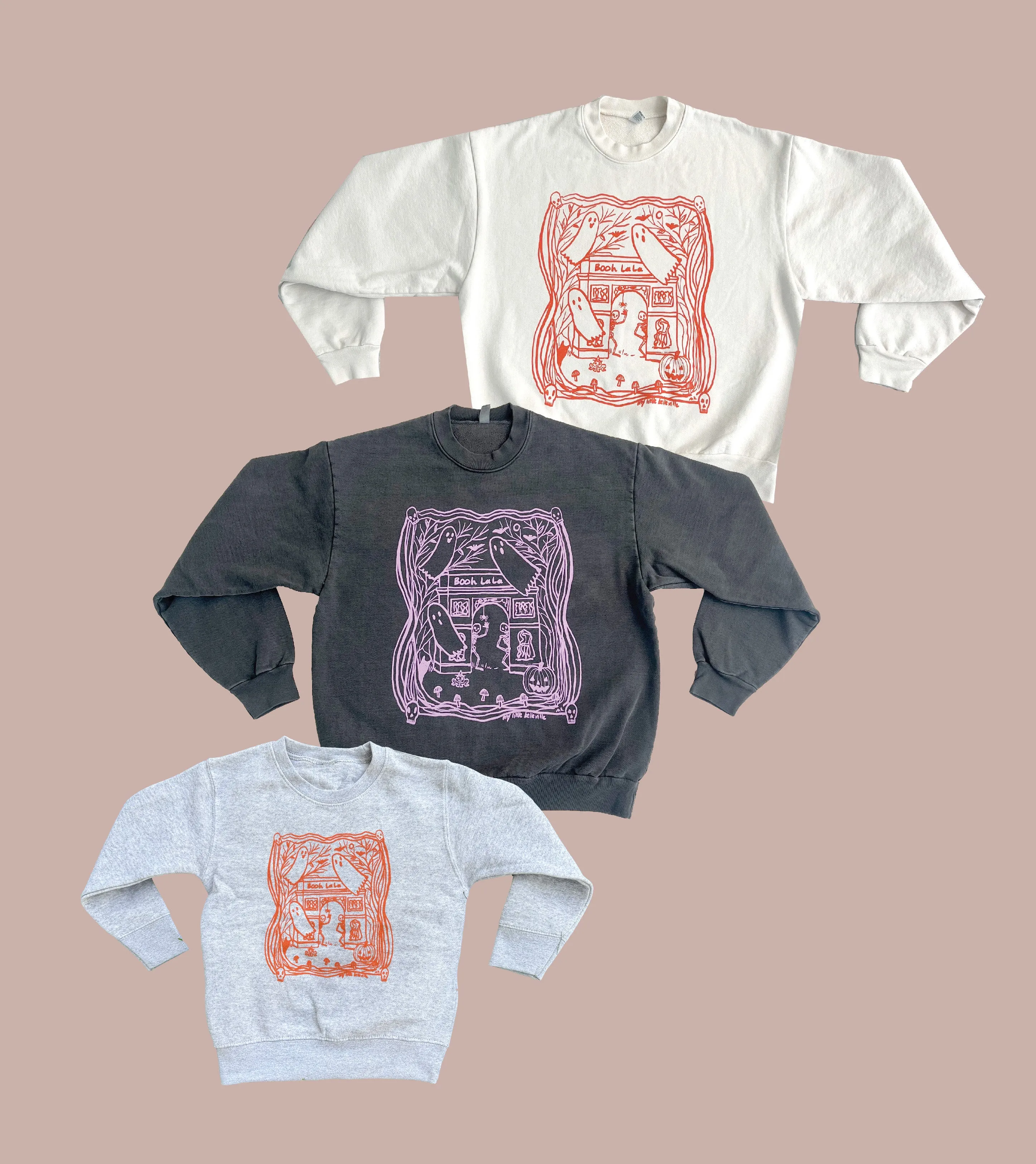 Booh La La Sweatshirt | Coral Orange Screen-printed | 100% cotton