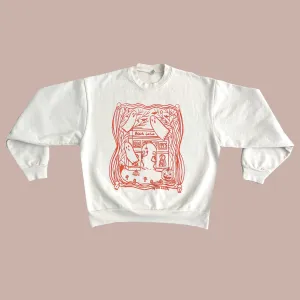 Booh La La Sweatshirt | Coral Orange Screen-printed | 100% cotton
