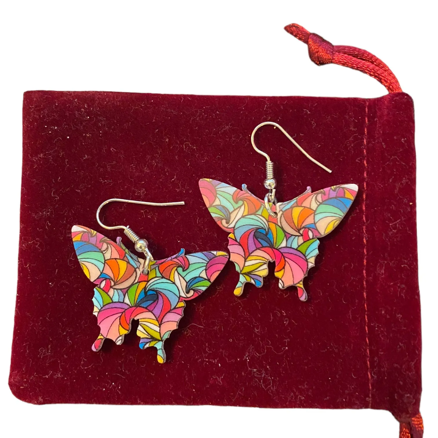 Butterfly Colorful Dangle Earrings Set of 2 NEW