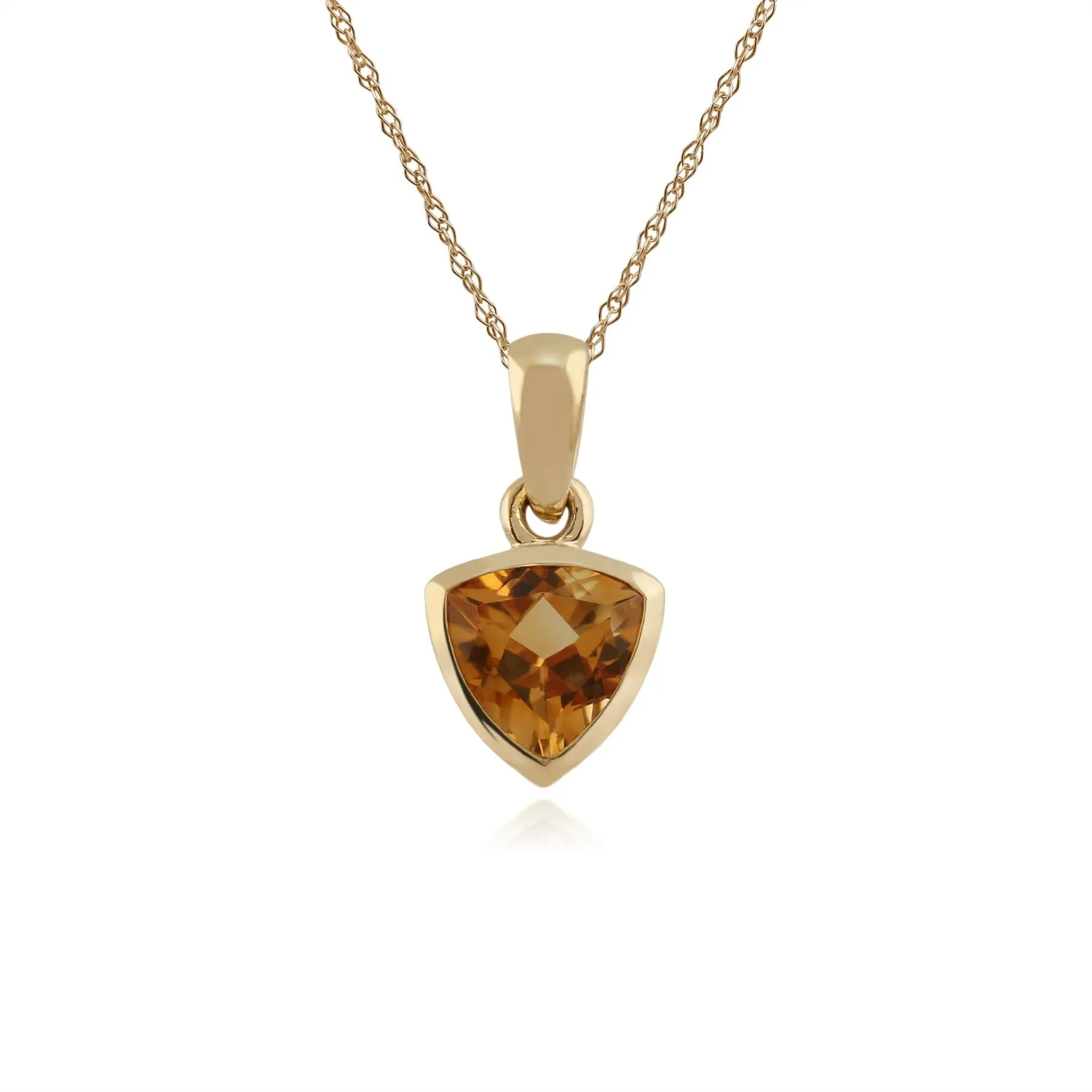 Citrin Halskette, 9 Karat Gelbgold 0,82 CT Citrin Anhänger auf 45cm Kette