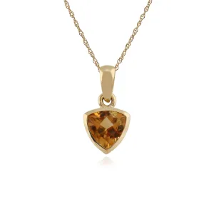 Citrin Halskette, 9 Karat Gelbgold 0,82 CT Citrin Anhänger auf 45cm Kette