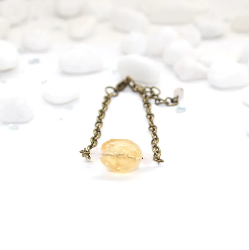 Citrine and Rose Quartz Bracelet