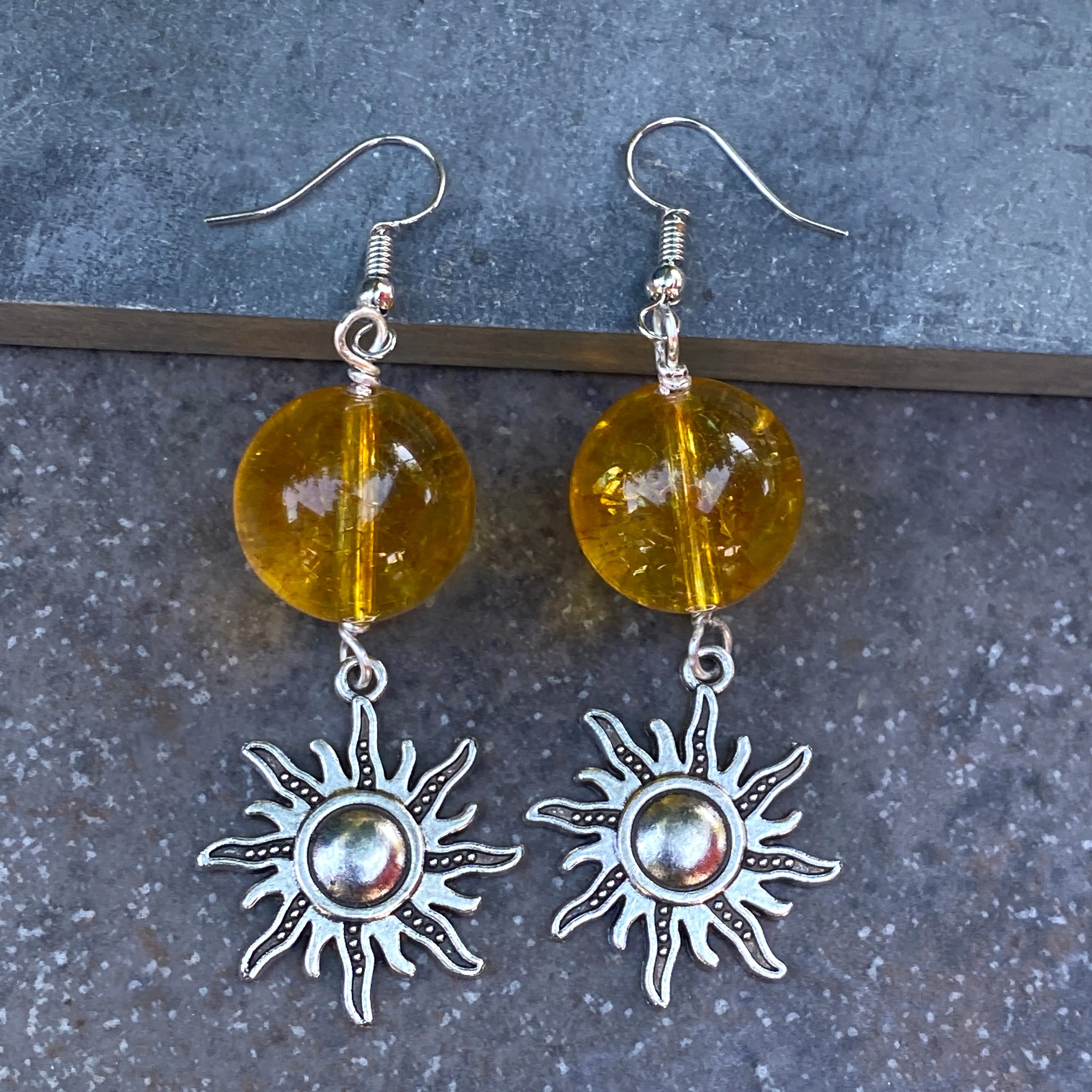 Citrine and Sun Earrings