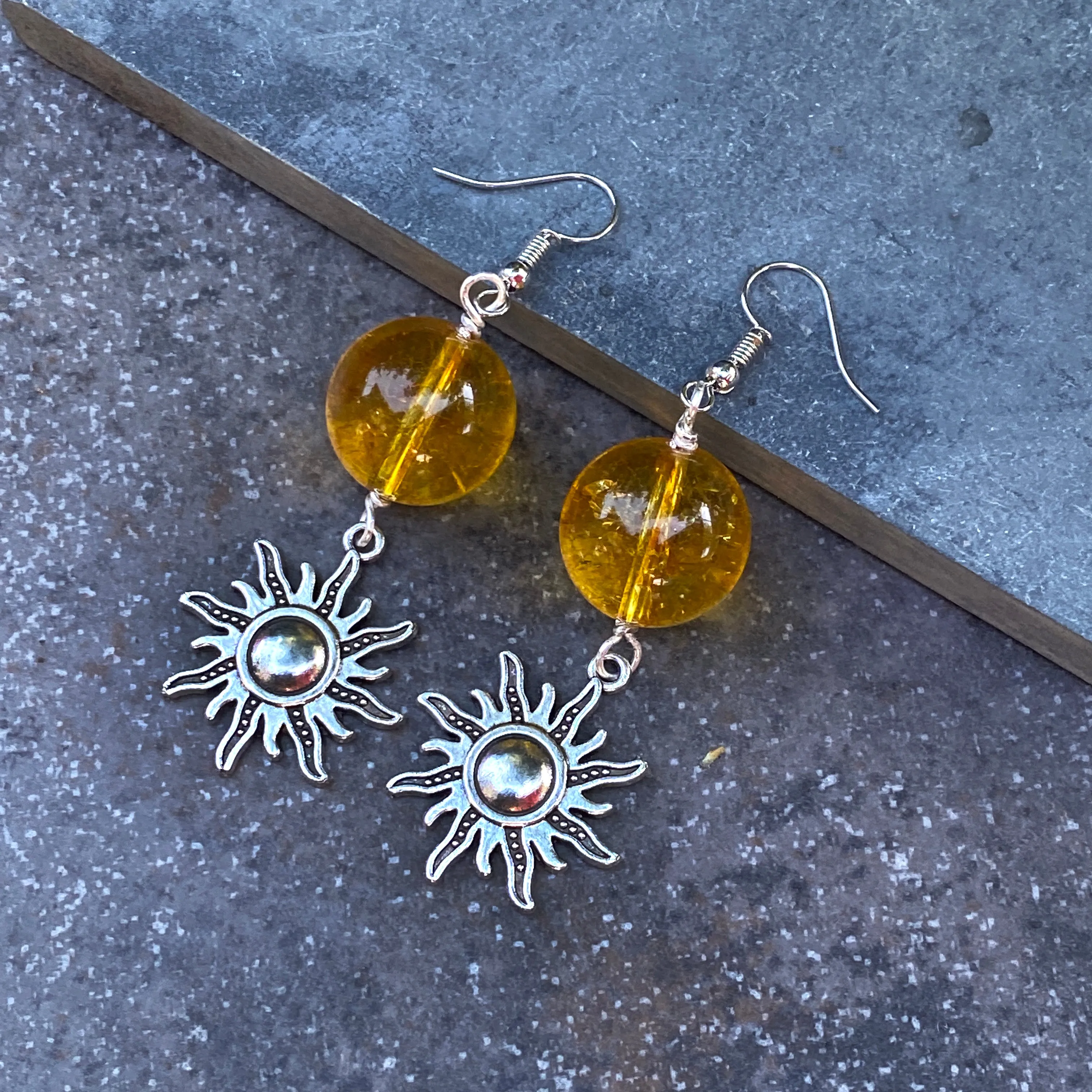 Citrine and Sun Earrings