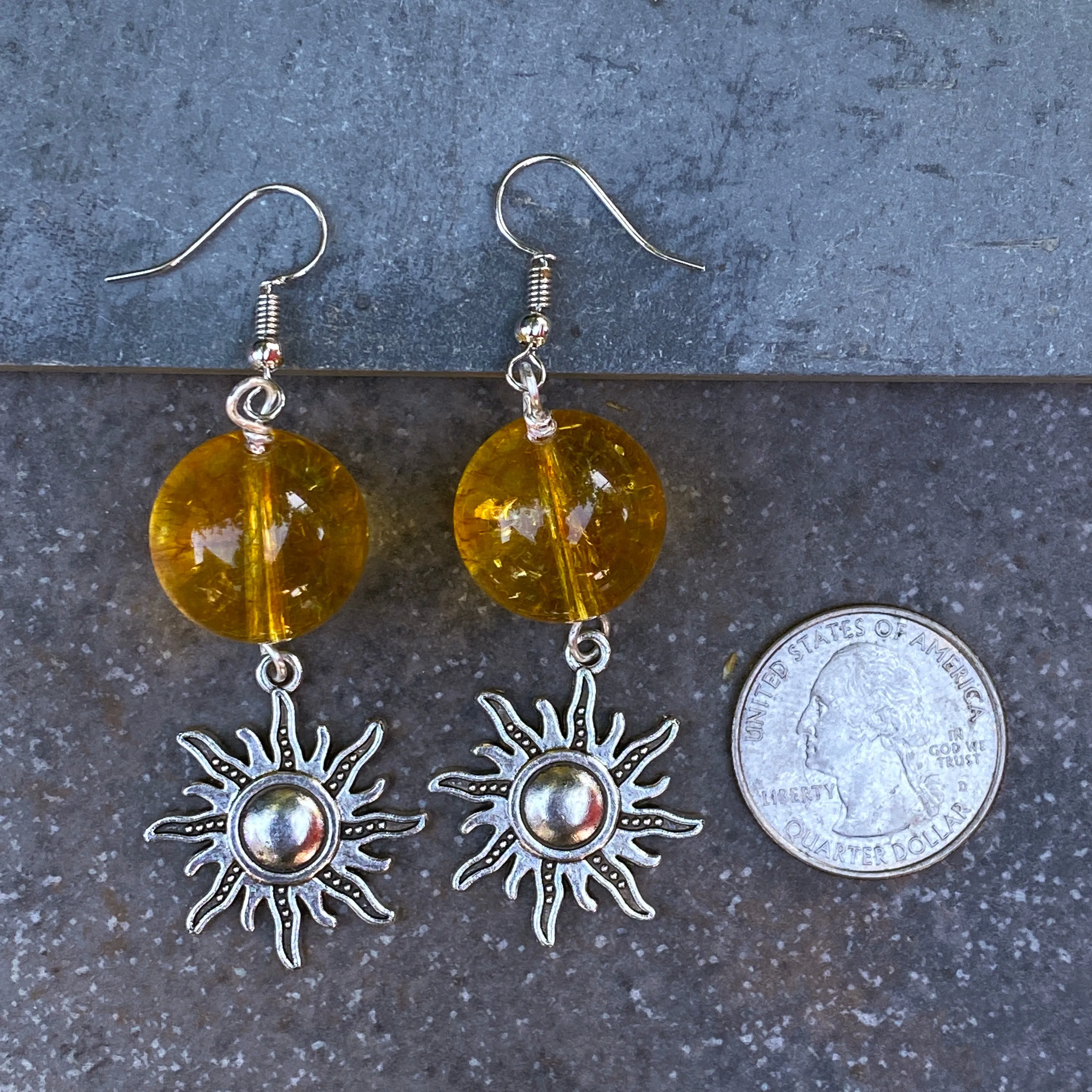 Citrine and Sun Earrings