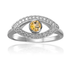 Citrine Evil Eye Ring