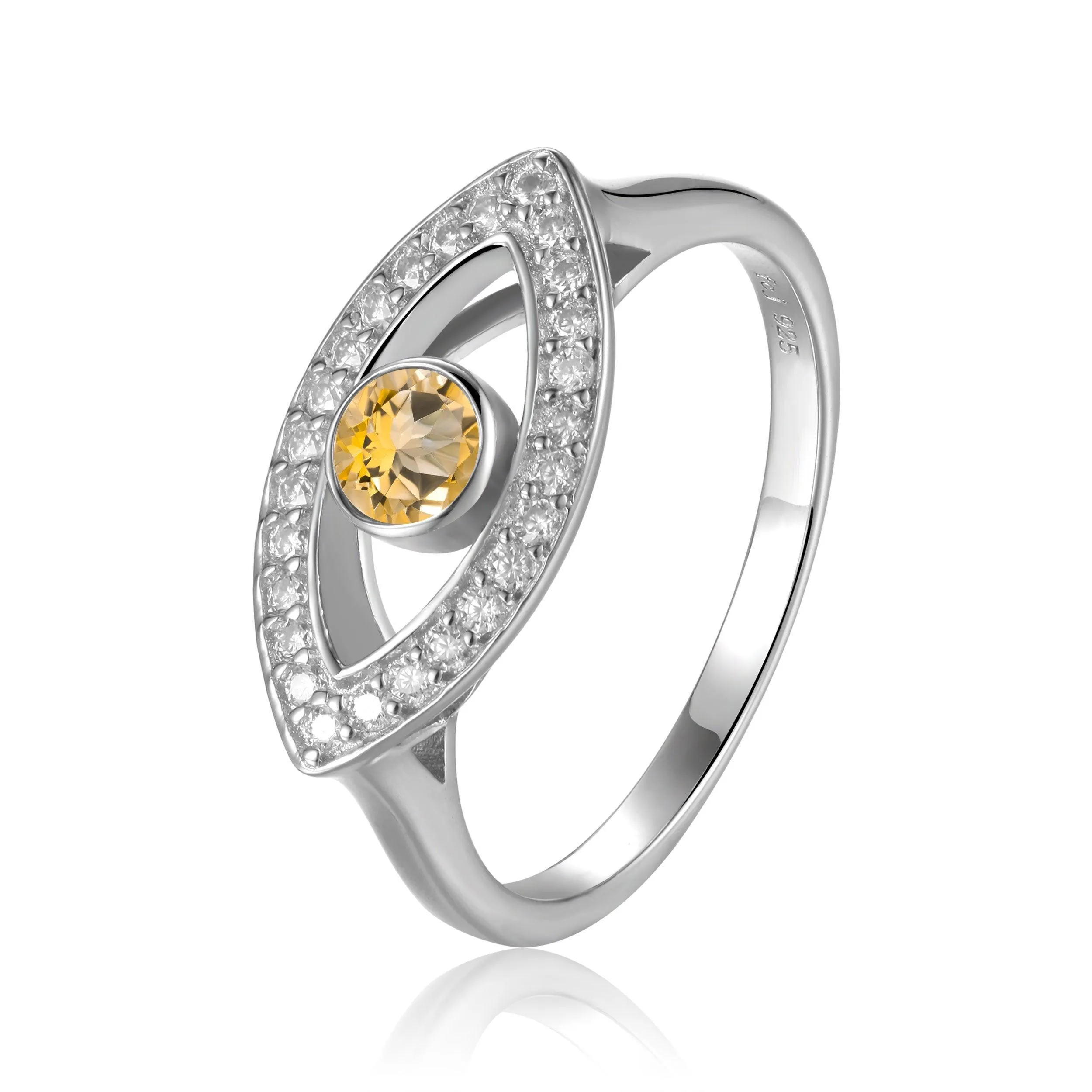 Citrine Evil Eye Ring