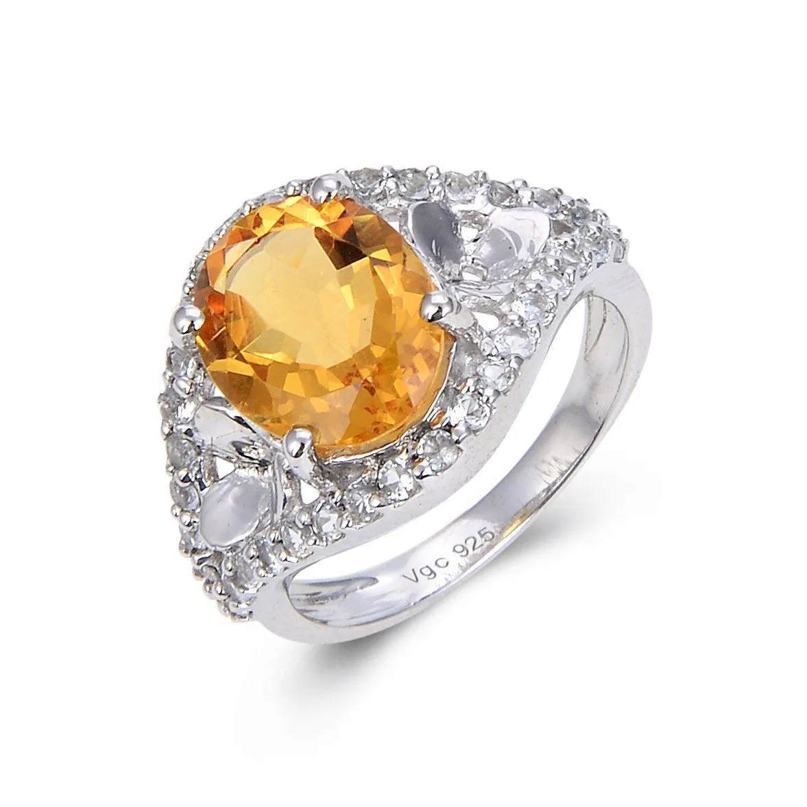 Citrine Flower Petal Statement Ring