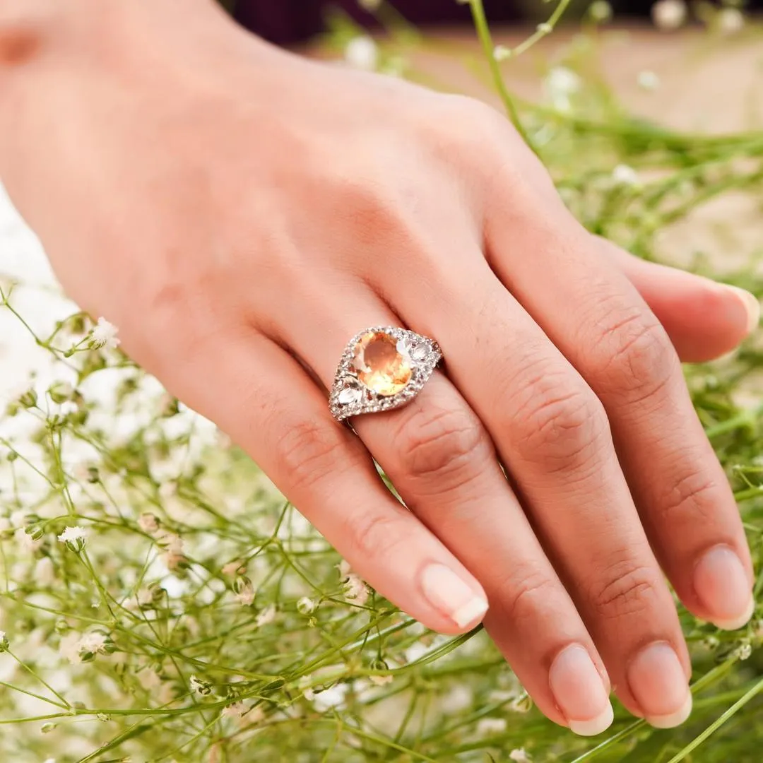 Citrine Flower Petal Statement Ring