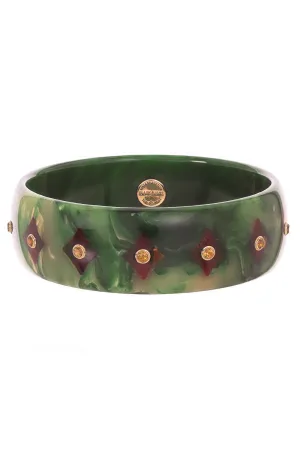Citrine Green Burgundy Bakelite Bangle