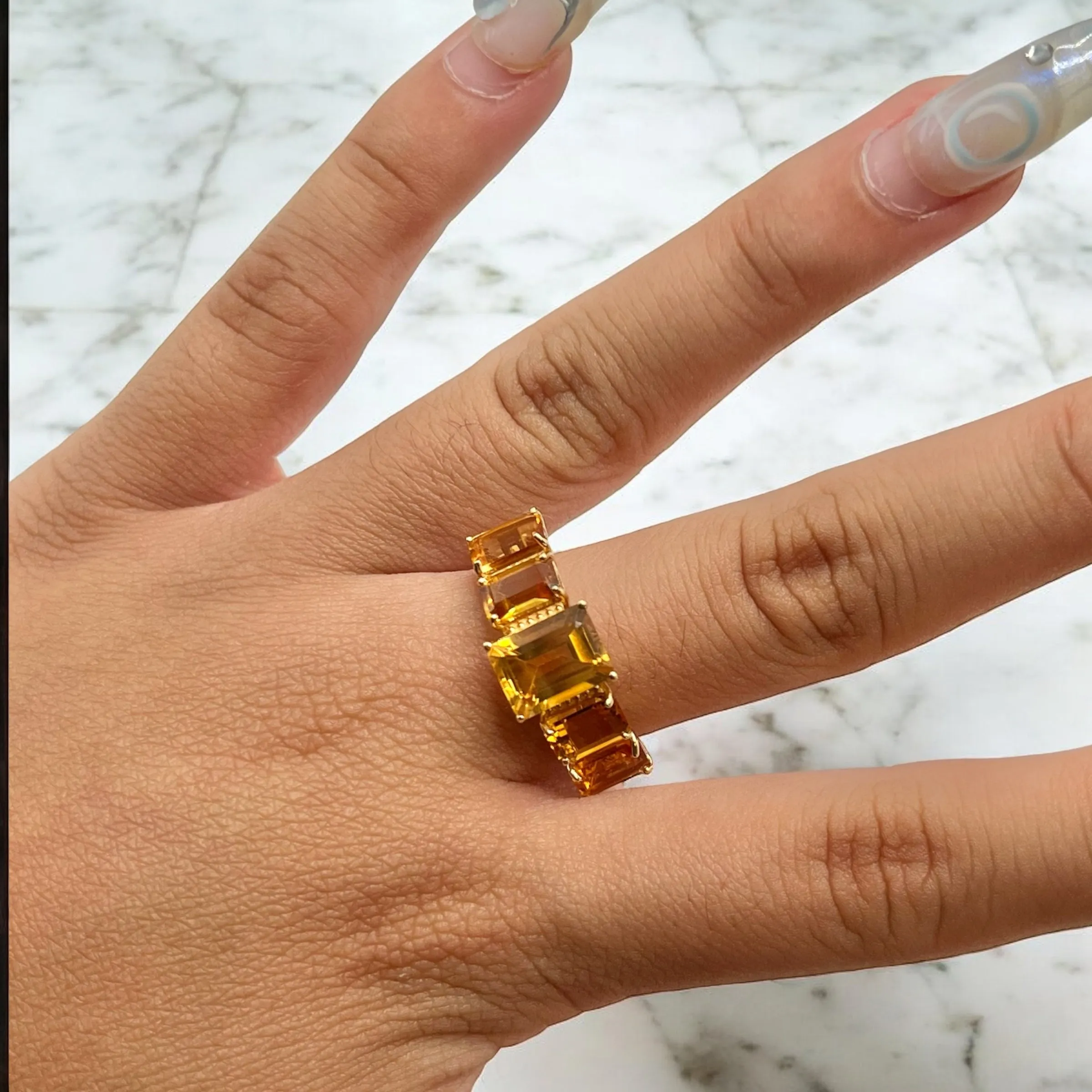 CITRINE HALF ETERNITY RING