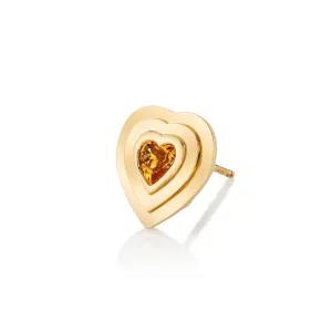 Citrine Heart Stud
