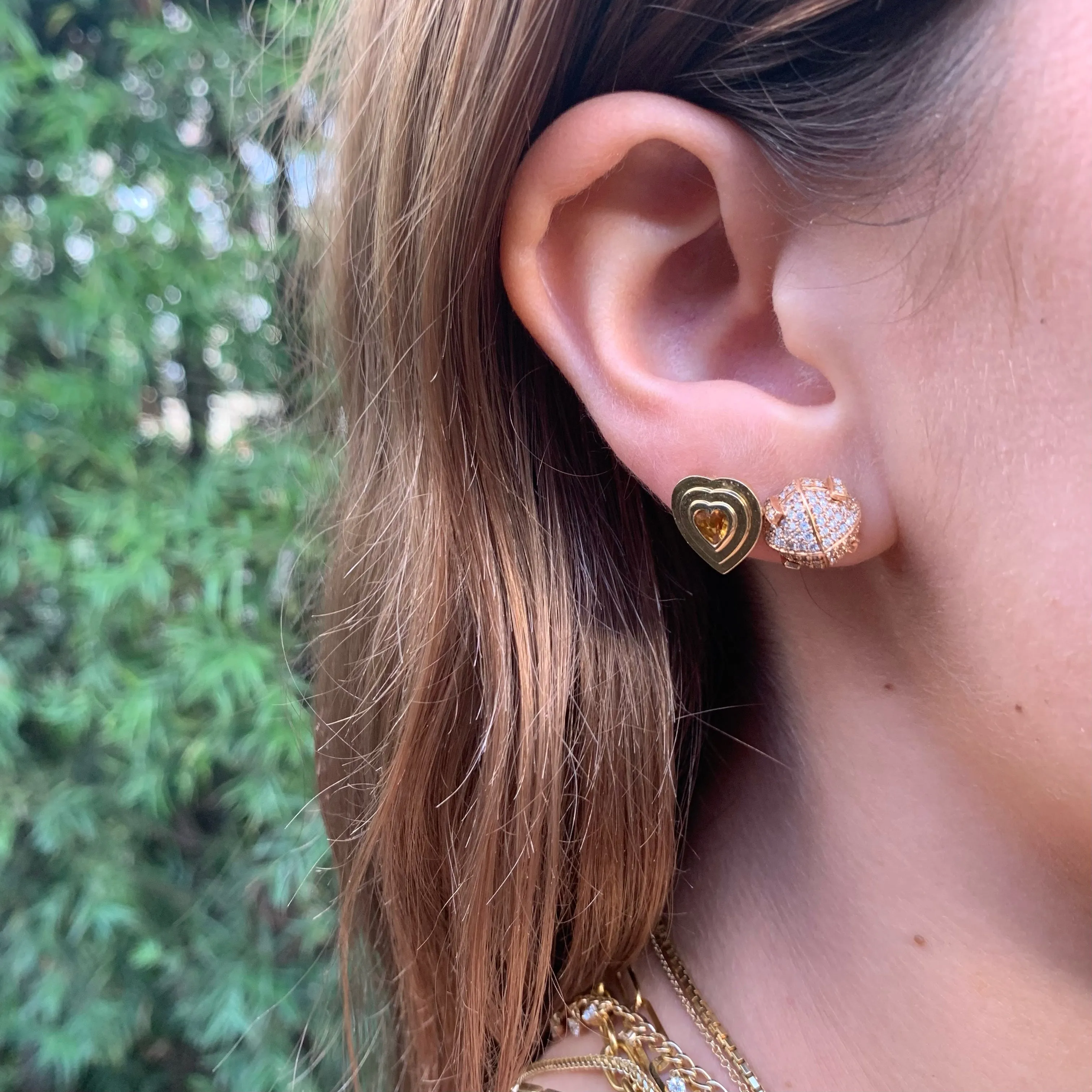 Citrine Heart Stud