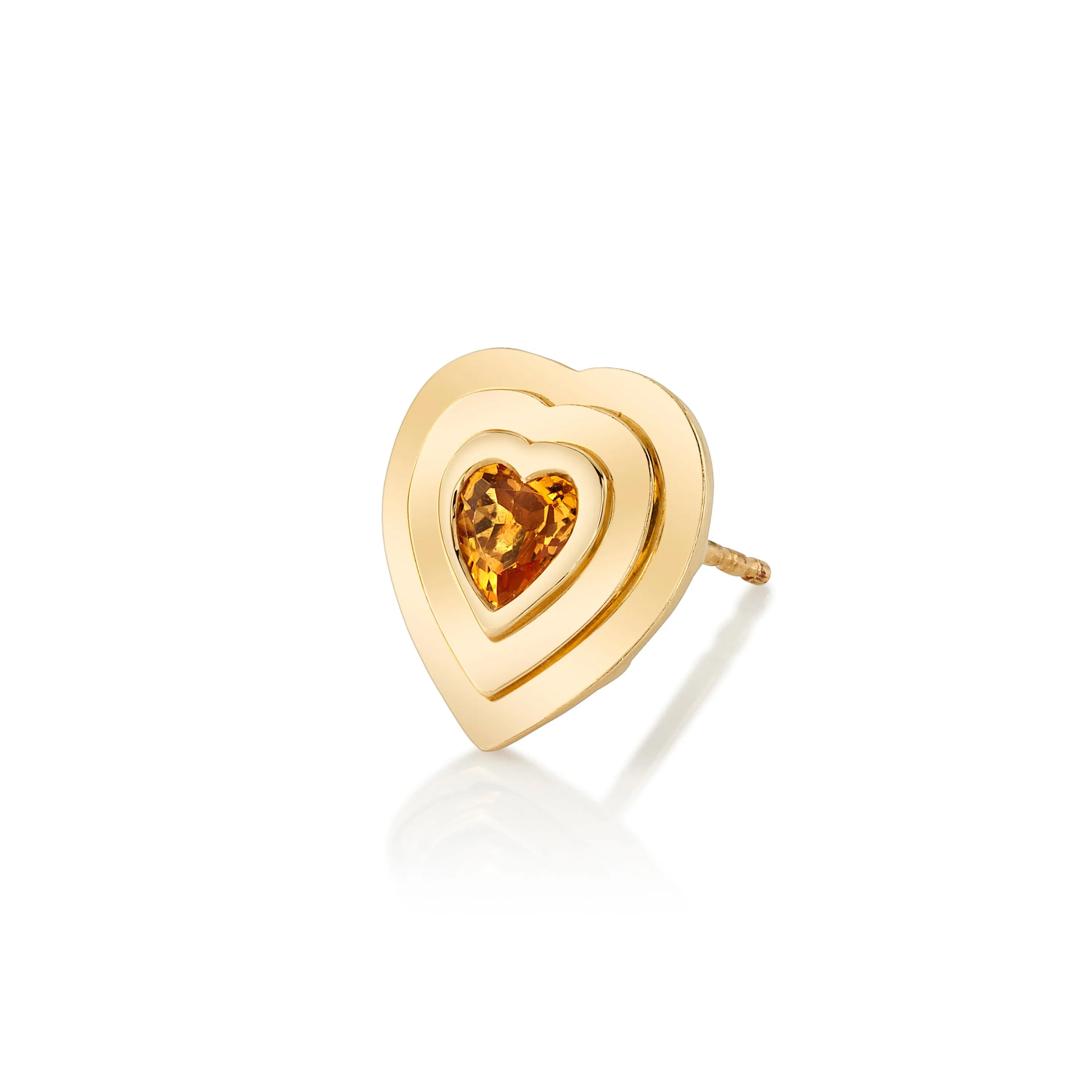 Citrine Heart Stud