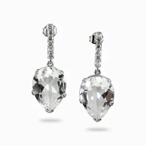 Clear Quartz with White Topaz Drop Earrings