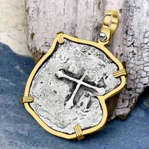 Concepcion Shipwreck 4 Reale Silver Piece of 8 14K Gold Pendant | Artifact #3005