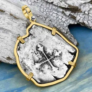 Concepcion Shipwreck 4 Reale Silver Piece of 8 14K Gold Pendant | Artifact #3006