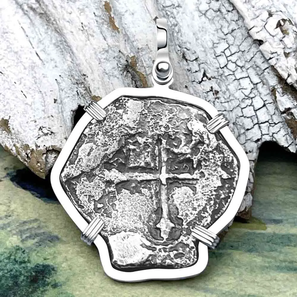 Concepcion Shipwreck 4 Reale Silver Piece of 8 Sterling Silver Pendant | Artifact #3000