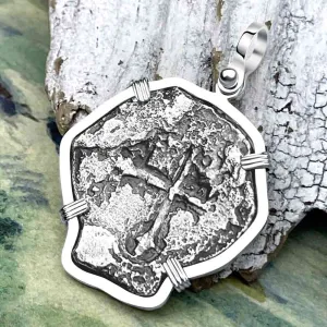 Concepcion Shipwreck 4 Reale Silver Piece of 8 Sterling Silver Pendant | Artifact #3000