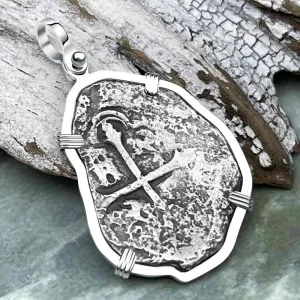 Concepcion Shipwreck 4 Reale Silver Piece of 8 Sterling Silver Pendant | Artifact #8999