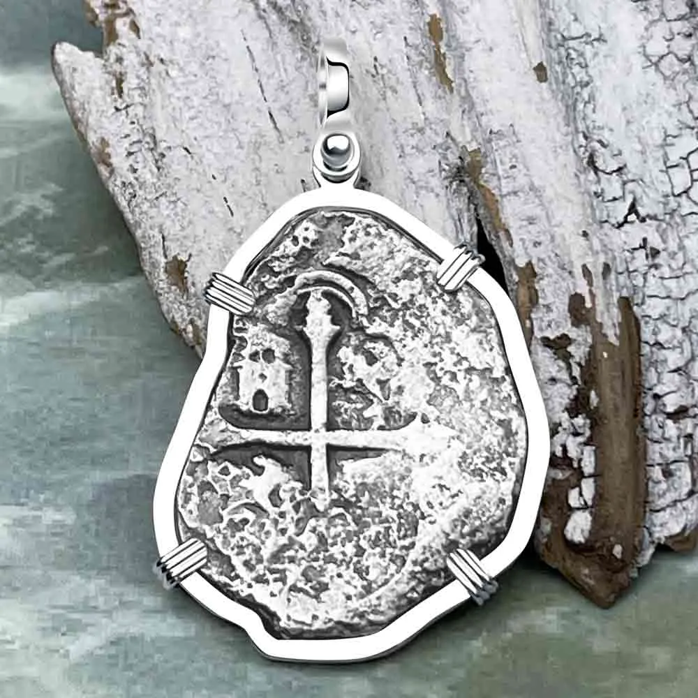 Concepcion Shipwreck 4 Reale Silver Piece of 8 Sterling Silver Pendant | Artifact #8999