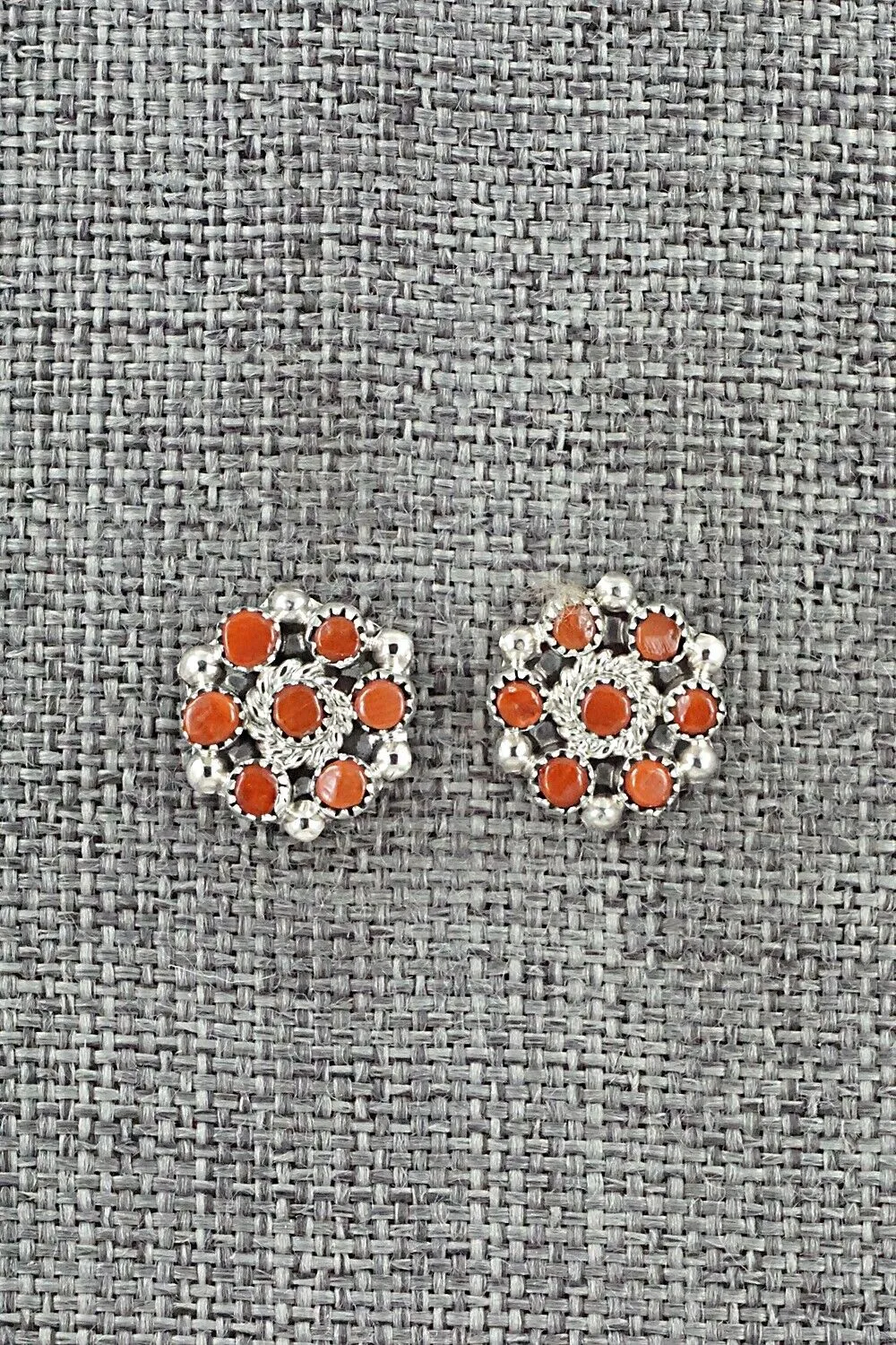 Coral & Sterling Silver Earrings - Olivia Qualo