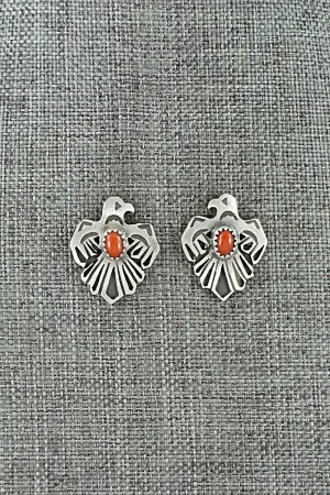 Coral & Sterling Silver Earrings - Paige Gordon