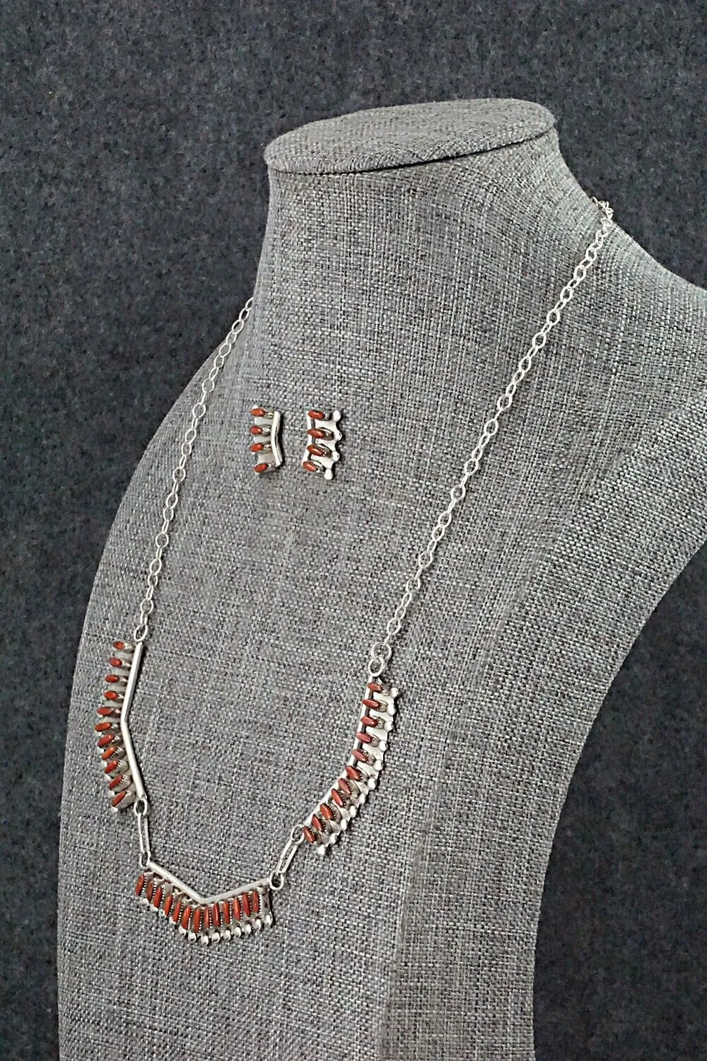 Coral & Sterling Silver Necklace Set - M. Solomon