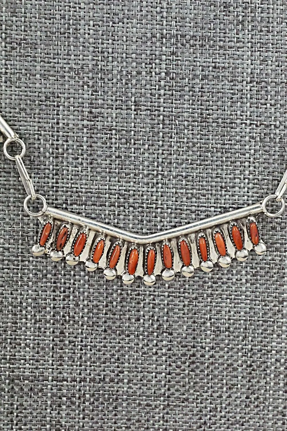 Coral & Sterling Silver Necklace Set - M. Solomon