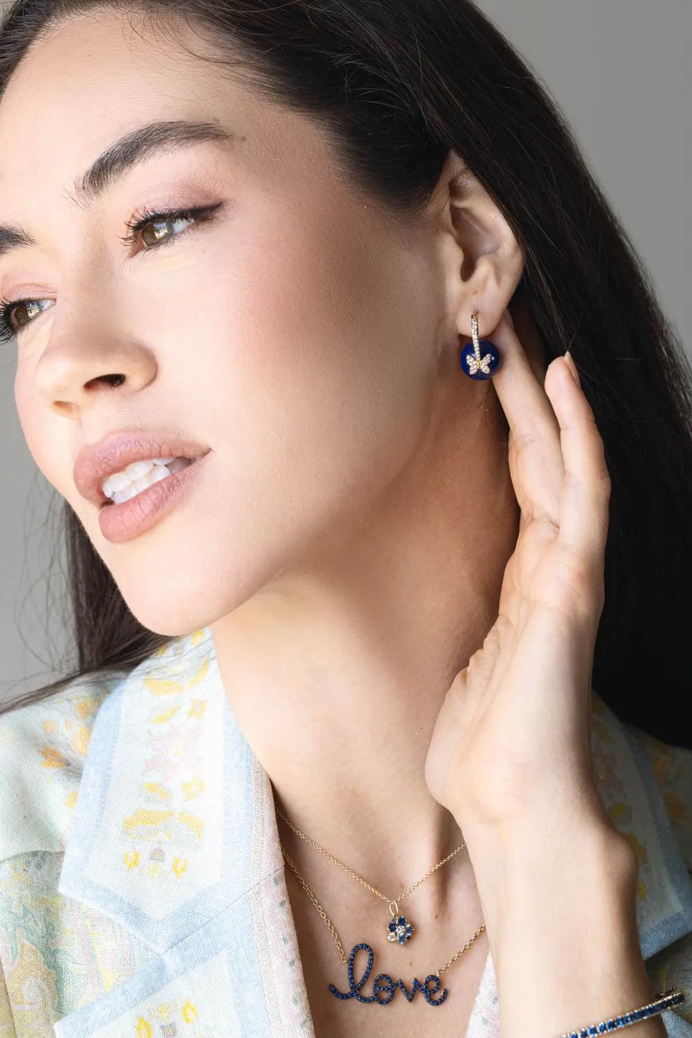 Coral Bead Butterfly Earrings