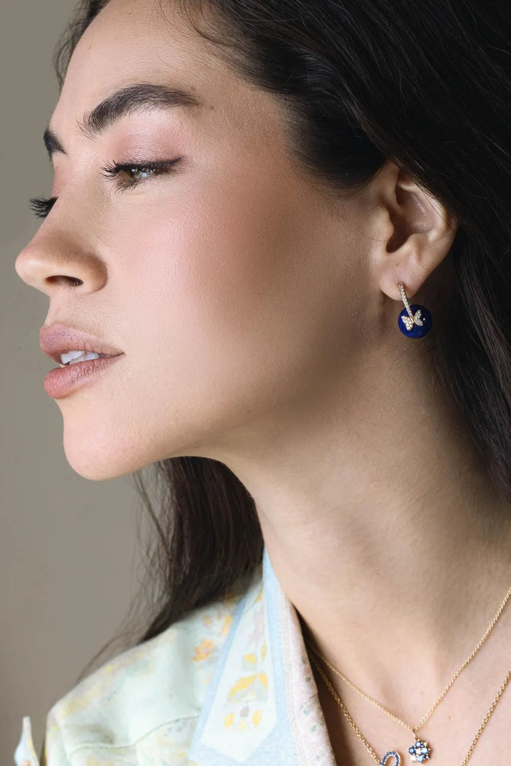 Coral Bead Butterfly Earrings