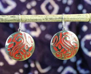 Coral Inlaid Earrings