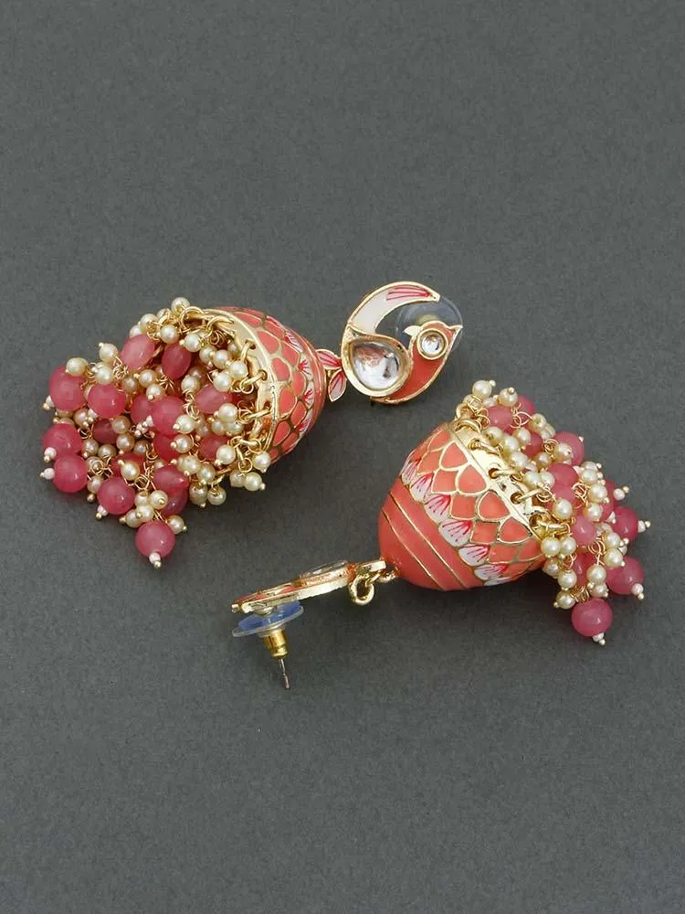 Coral Kuku Jhumkis