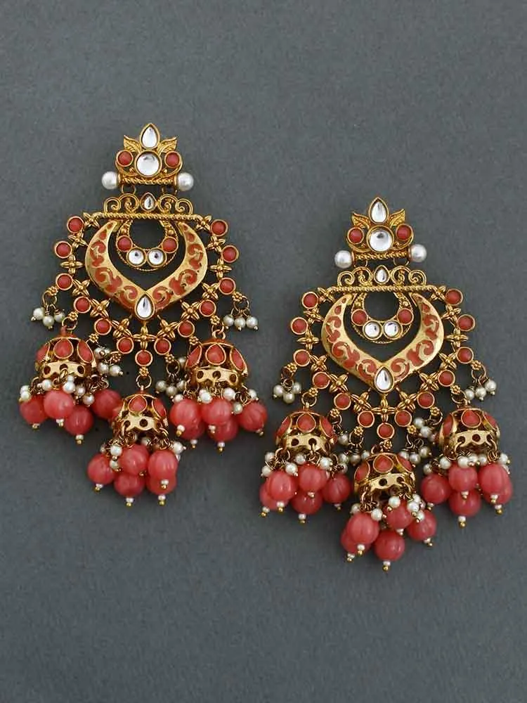 Coral Nityanta Jhumkis